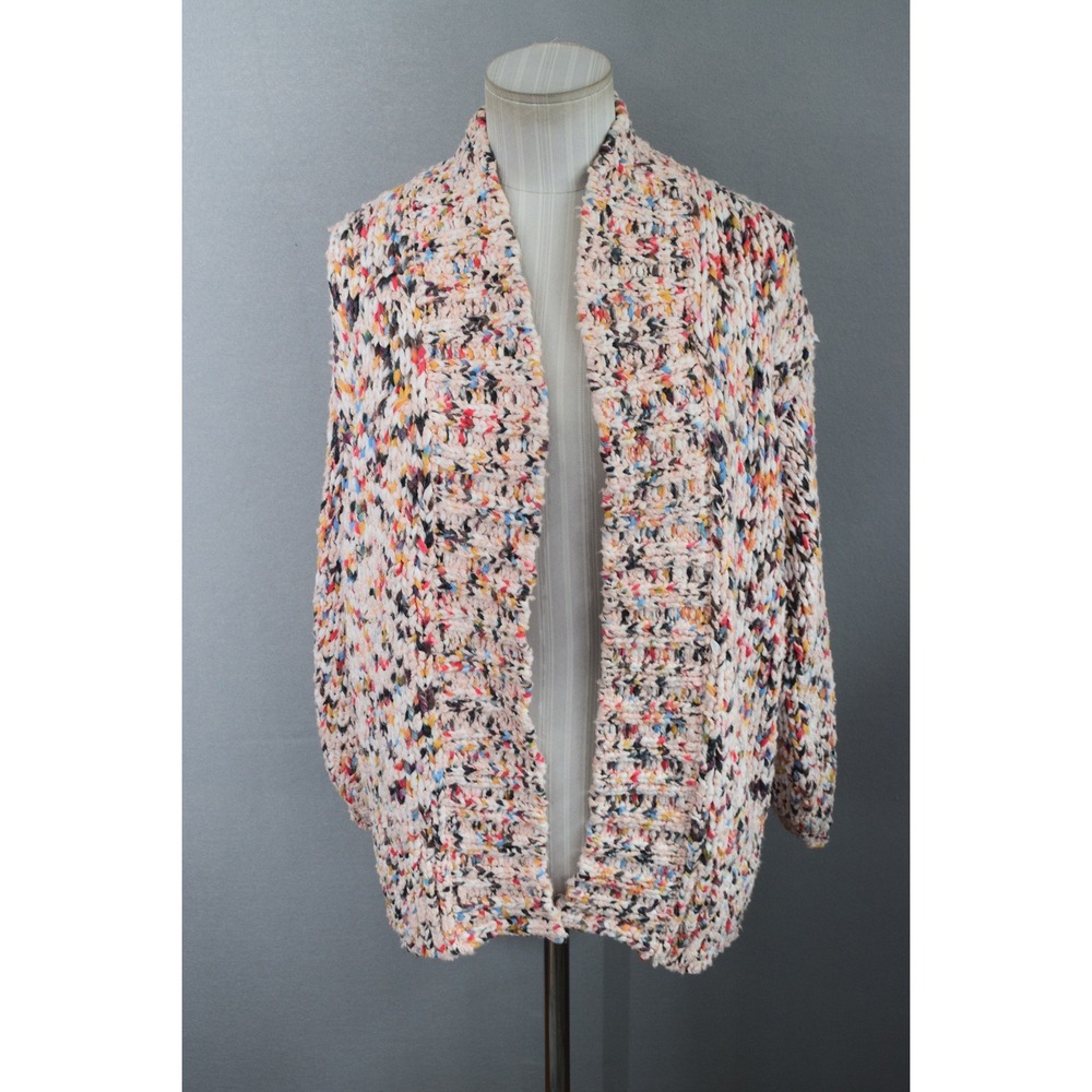 Anthropologie Aurora Cardigan XS Multi-Color Chunky Knit Open Front Confetti